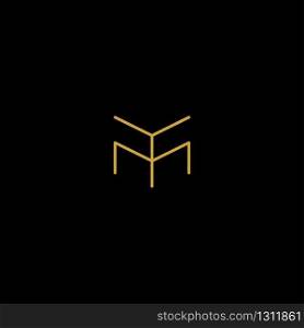 Letter M AM MA MM Monogram Logo Design Minimal Icon With Black Color. Letter YM MY M Monogram Logo Design Minimal