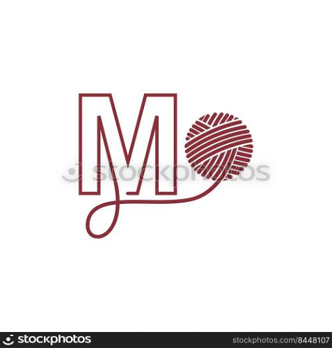 Letter M and skein of yarn icon design illustration vector
