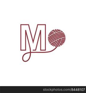 Letter M and skein of yarn icon design illustration vector