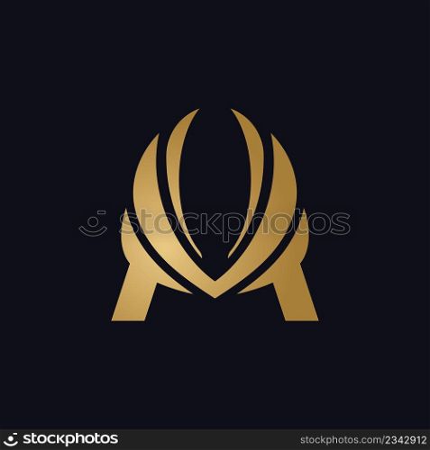 Letter M and Wings shape logo  flat logo vector design template
