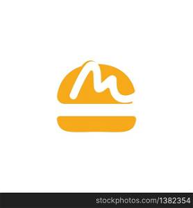 Letter M Burger vector logo design. Burger cafe logo.