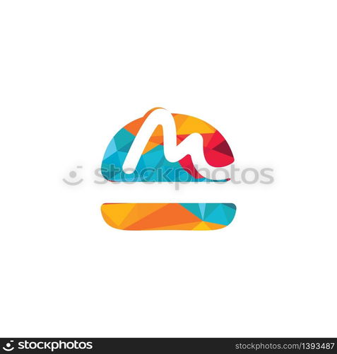 Letter M Burger vector logo design. Burger cafe logo.