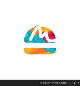 Letter M Burger vector logo design. Burger cafe logo.