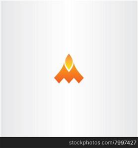 letter m fire flame vector logo icon label