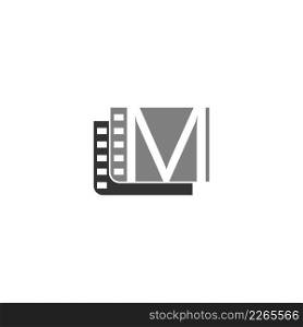 Letter M icon in film strip illustration template vector