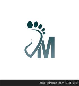 Letter M icon logo combined with footprint icon design template