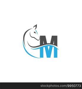 Letter M icon logo with horse illustration design vector