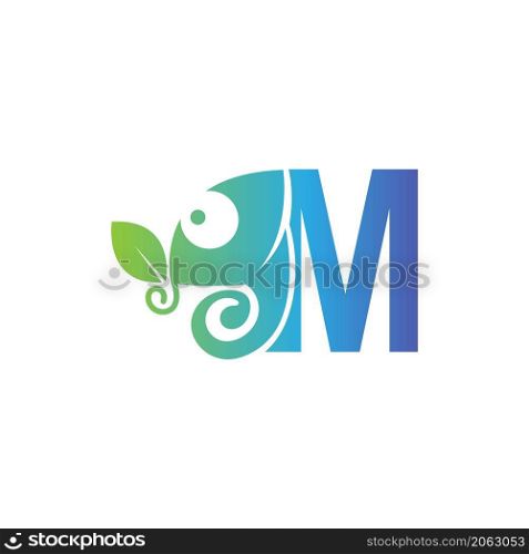 Letter M icon with chameleon logo design template vector