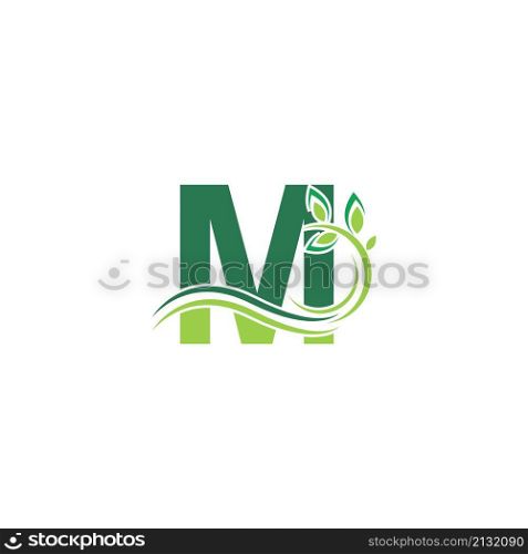 Letter M Icon with floral logo design template illustration vector