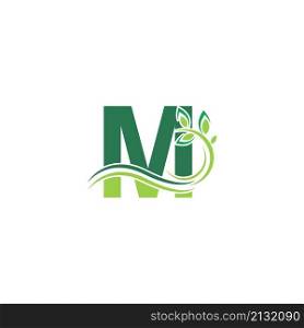 Letter M Icon with floral logo design template illustration vector