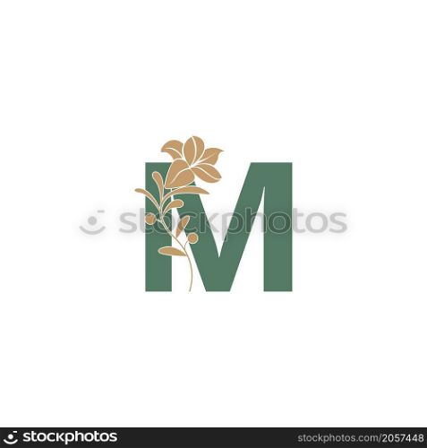 Letter M icon with lily beauty illustration template vector