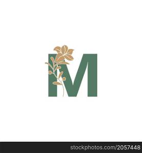 Letter M icon with lily beauty illustration template vector