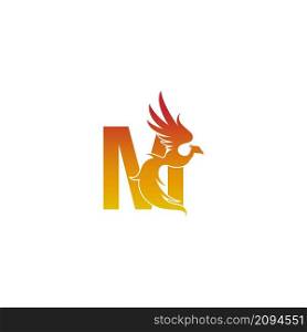 Letter M icon with phoenix logo design template illustration