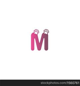Letter M logo design Dog footprints concept icon illustration