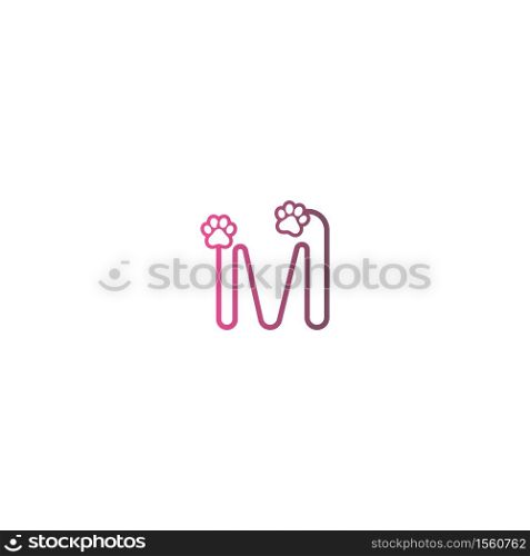 Letter M logo design Dog footprints concept icon illustration