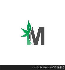Letter M logo icon with cannabis leaf design vector illustration