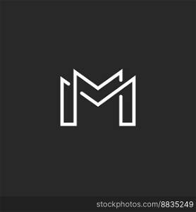 Letter m logo or two modern monogram symbol mockup vector image