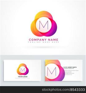 letter m logo with business card template