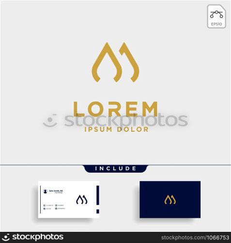Letter M Monogram Logo Design Minimal Icon With gold Color. Letter M Monogram Logo Design Minimal Icon
