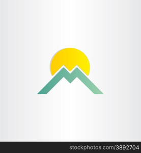 letter m mountain and sun symbol design