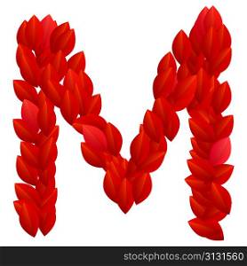 Letter M of red petals alphabet