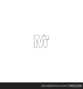 Letter M stethoscope medical logo icon