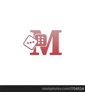 Letter M with dice two icon logo template vector