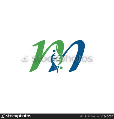 Letter M with DNA logo or symbol Template design vector