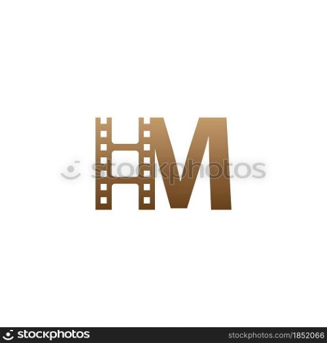 Letter M with film strip icon logo design template illustration