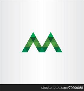 letter m with green triangles vector icon logo