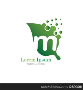Letter M with leaf creative logo concept template design symbol modern