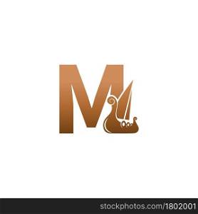 Letter M with logo icon viking sailboat design template illustration