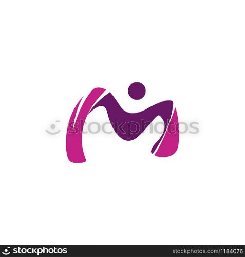 Letter M with man vector logo design. Initial letter M with human icon logo.