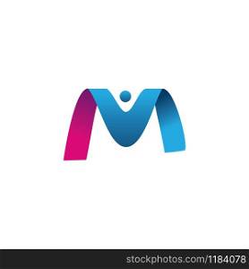 Letter M with man vector logo design. Initial letter M with human icon logo.