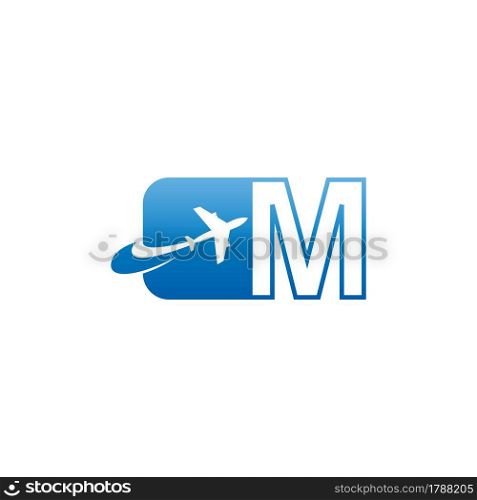 Letter M with plane logo icon design vector illustration