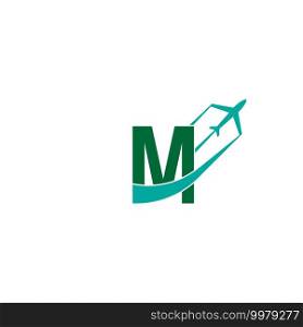 Letter M with plane logo icon design vector illustration