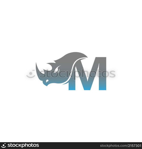 Letter M with rhino head icon logo template vector