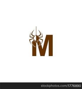 Letter M with spider icon logo design template vector