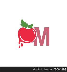 Letter M with tomato icon logo design template illustration vector