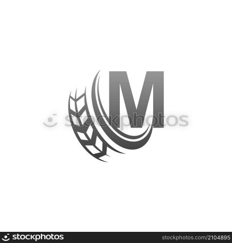 Letter M with trailing wheel icon design template illustration vector