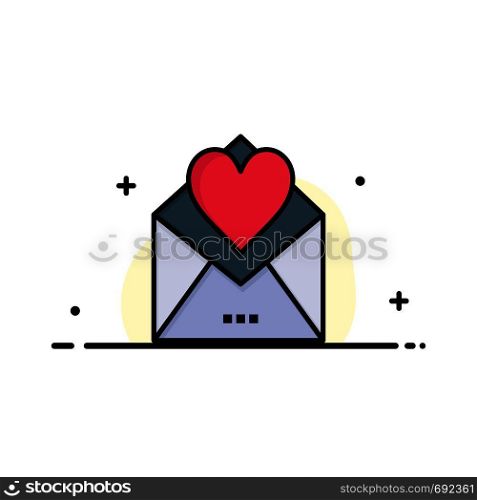 Letter, Mail, Card, Love Letter, Love Business Flat Line Filled Icon Vector Banner Template