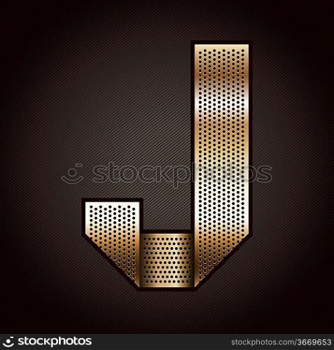 Letter metal gold ribbon - J