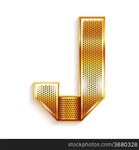 Letter metal gold ribbon - J