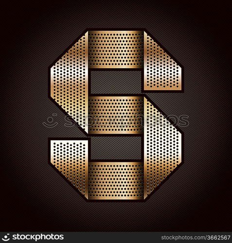 Letter metal gold ribbon - S