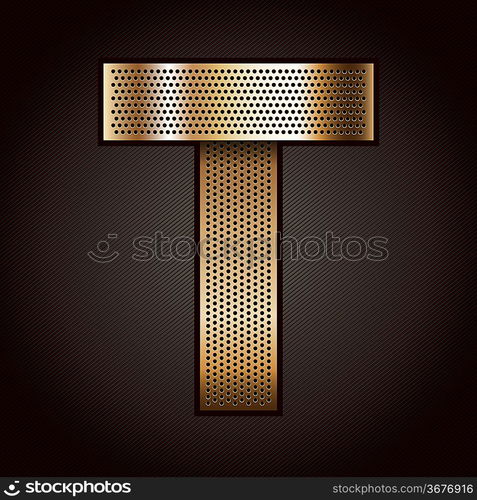 Letter metal gold ribbon - T