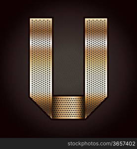 Letter metal gold ribbon - U