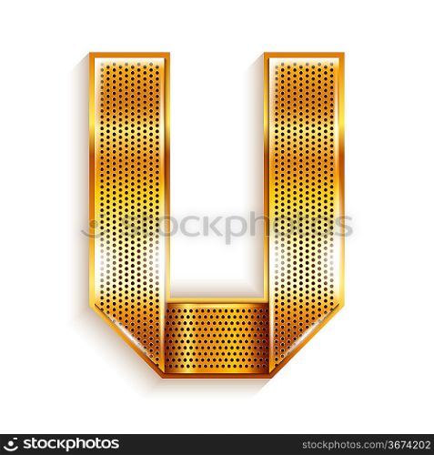 Letter metal gold ribbon - U