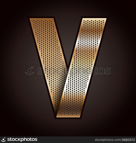 Letter metal gold ribbon - V