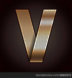 Letter metal gold ribbon - V