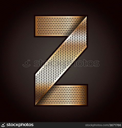 Letter metal gold ribbon - Z